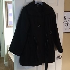 Black coat with black buttons